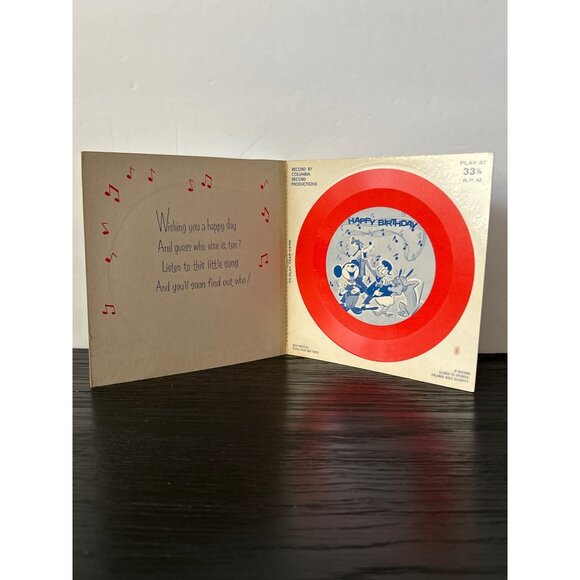 2 VTG Disney Happy Birthday Record Card 33 1/3 RPM Mickey Donald Goofy & Pluto - Picture 4 of 6